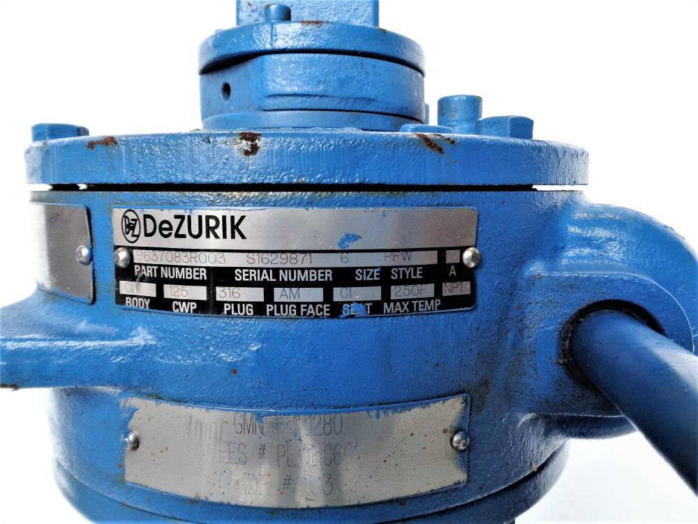 DeZurik 6" PFW Style 4-Way Plug Valve, Cast Iron 9637083R003